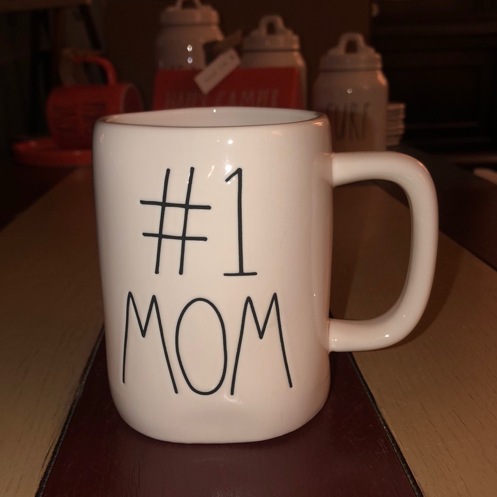 Rae Dunn #1 MOM Mug White